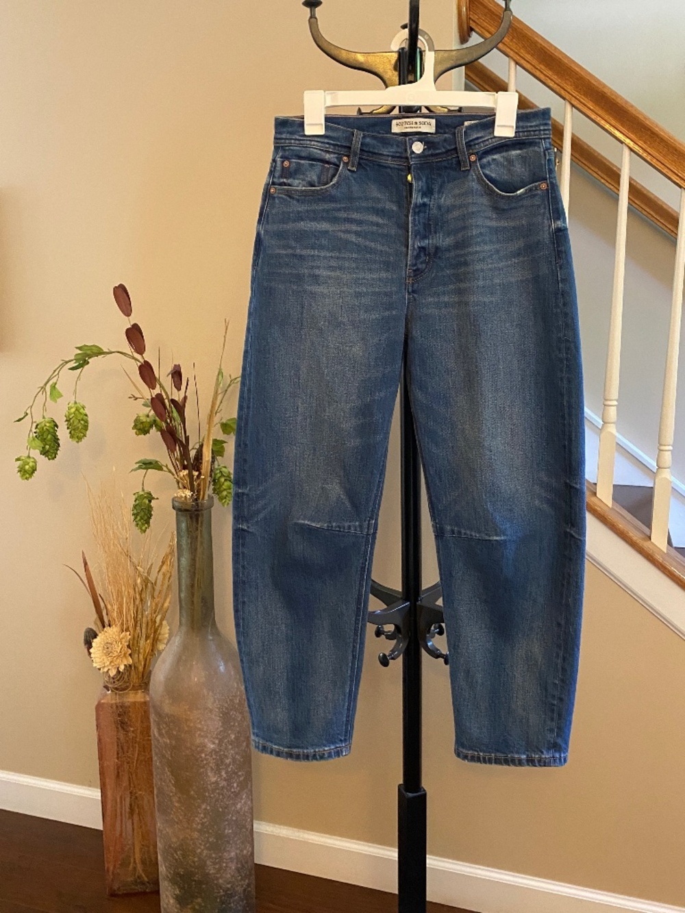 SCOTCH & SODA The Current L’actuel Barrel Cropped Jeans Size 4 / 27 Medium Wash